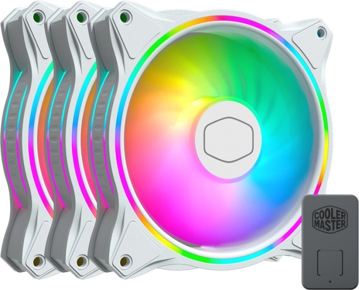 Cooler Master MasterFan MF120 Halo White Edition 3 i 1 PWM-fläktsats, 120 mm, vit, 3-pack i gruppen DATORER & KRINGUTRUSTNING / Datorkomponenter / Kylning / Chassifläktar hos TP E-commerce Nordic AB (C71698)