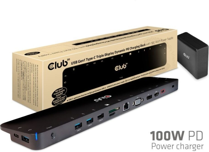 Club 3D USB Type-C Triple Display 100W dockningsstation i gruppen DATORER & KRINGUTRUSTNING / Bärbara datorer & tillbehör / Dockningsstation hos TP E-commerce Nordic AB (C71773)