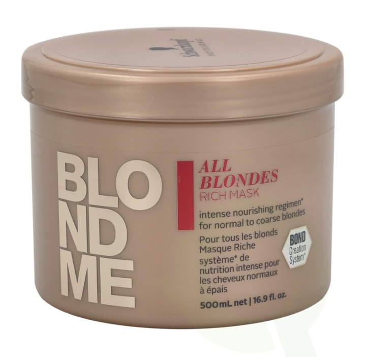 Schwarzkopf Blond Me All Blondes Rich Mask 500 ml For Normal To Coarse Blondes i gruppen SKÖNHET & HÄLSA / Hår & Styling / Hårvårdsprodukter / Hårinpackning hos TP E-commerce Nordic AB (C73846)