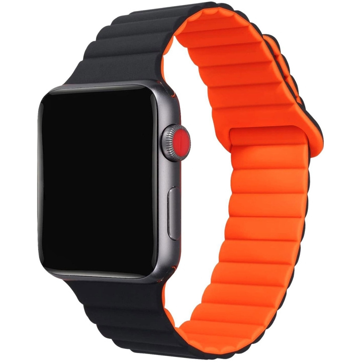 Celly Armband till Apple Watch 42/44/45mm Magnetiskt Svart/Orange i gruppen SMARTPHONE & SURFPLATTOR / Träning, hem & fritid / Apple Watch & tillbehör / Tillbehör hos TP E-commerce Nordic AB (C74702)