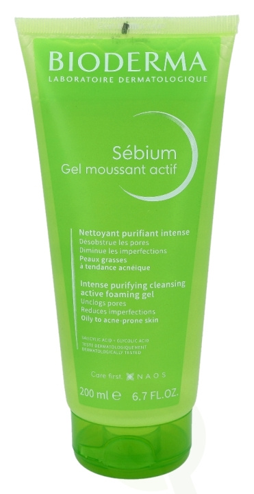 Bioderma Sebium Gel Moussant Actif Foaming Gel 200 ml Oily To Acne-Prone Skin i gruppen SKÖNHET & HÄLSA / Hudvård / Ansiktsvård / Rengöring hos TP E-commerce Nordic AB (C74849)