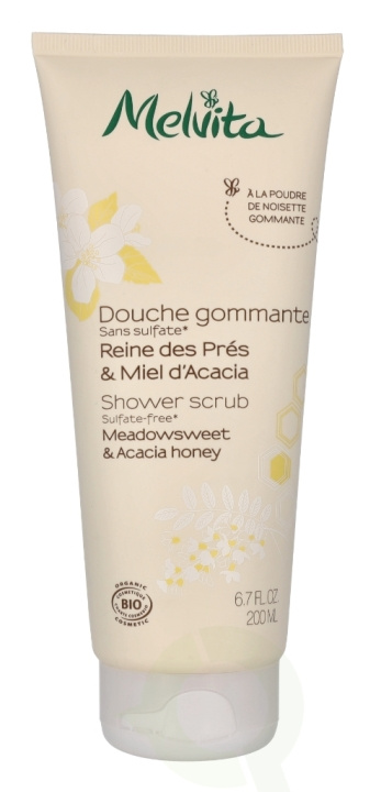 Melvita Shower Scrub 200 ml Meadowsweet & Acacia Honey i gruppen SKÖNHET & HÄLSA / Hudvård / Kroppsvård / Body lotion hos TP E-commerce Nordic AB (C75023)