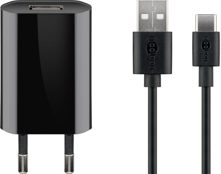 Goobay USB-C 5 W laddare + kabel, 1 m, svart i gruppen SMARTPHONE & SURFPLATTOR / Laddare & Kablar / Väggladdare / Väggladdare Typ C hos TP E-commerce Nordic AB (C75164)