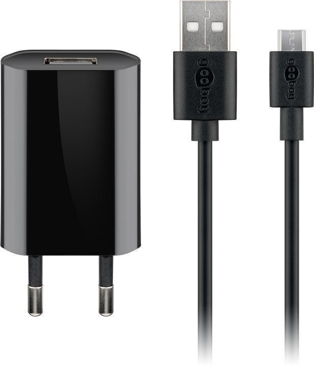 Goobay Micro-USB 5 W laddare + kabel, 1 m, svart i gruppen SMARTPHONE & SURFPLATTOR / Laddare & Kablar / Väggladdare / Väggladdare microUSB hos TP E-commerce Nordic AB (C75165)