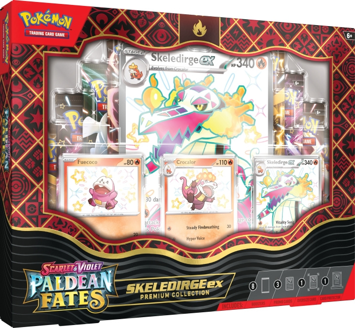 POKEMON Scarlet & Violet 4.5: Paldea Fates Premium Collection samlarkortssats, Skeledirge ex i gruppen LEKSAKER, BARN- & BABYPRODUKTER / Leksaker / Leksaker hos TP E-commerce Nordic AB (C75407)