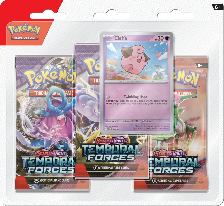 POKEMON Scarlet & Violet 5: Temporal Forces 3-Pack Blister Samlarkort, Cleffa i gruppen LEKSAKER, BARN- & BABYPRODUKTER / Leksaker / Leksaker hos TP E-commerce Nordic AB (C75414)