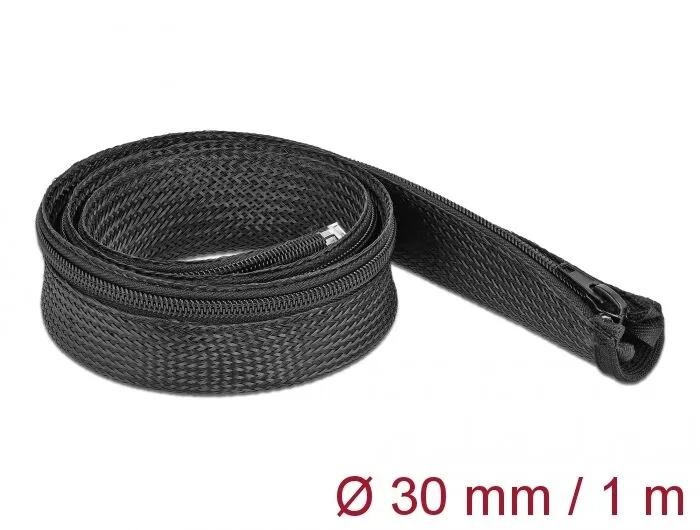 DeLOCK Braided Sleeve with zip fastener heat-resistant 1 m x 30 mm i gruppen HEMELEKTRONIK / Kablar & Adaptrar / Kabelhantering hos TP E-commerce Nordic AB (C75529)