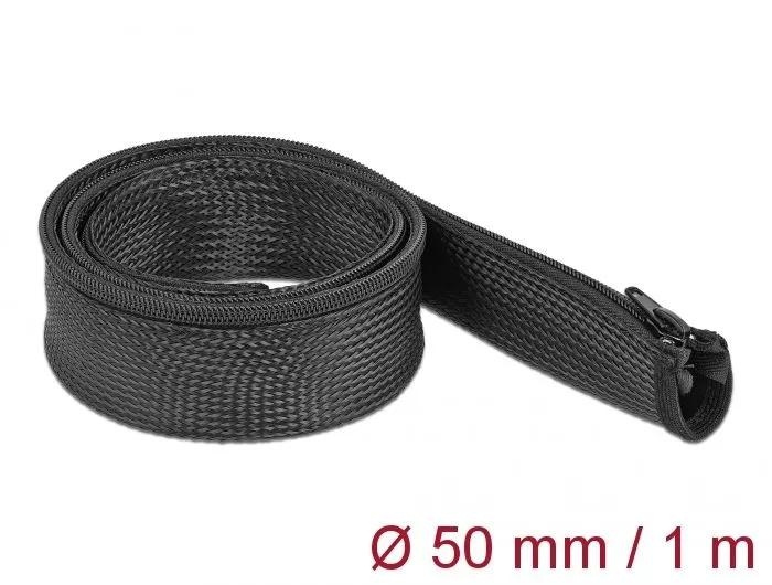 DeLOCK Braided Sleeve with zip fastener heat-resistant 1 m x 50 mm i gruppen HEMELEKTRONIK / Kablar & Adaptrar / Kabelhantering hos TP E-commerce Nordic AB (C75530)