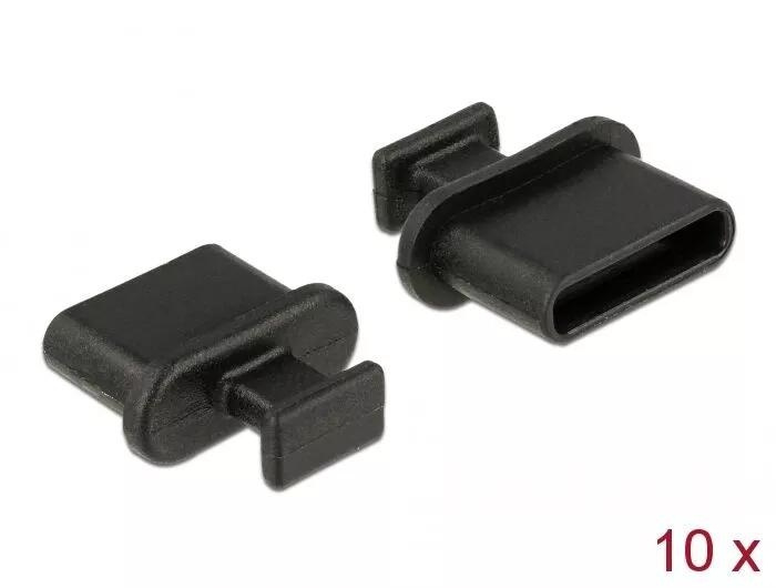 DeLOCK Dust Cover for USB Type-C™ female with grip 10 pieces black i gruppen DATORER & KRINGUTRUSTNING / Datortillbehör / Övrigt hos TP E-commerce Nordic AB (C75537)