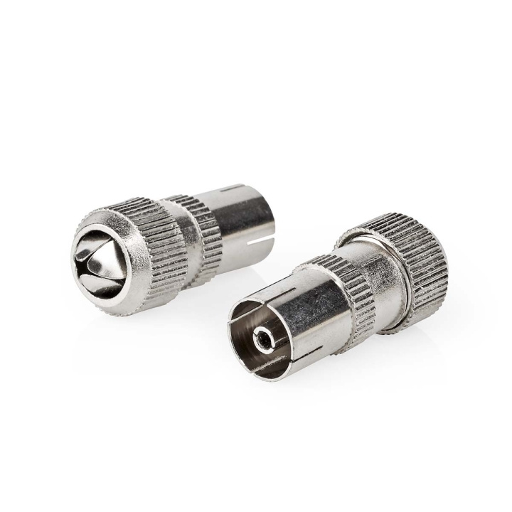 Nedis IEC (coax) | Rak | Hona | Nickelplaterad | 75 Ohm | Skruva | Kabel input diameter: 7.0 mm | Metall | Silver | 2 st. | Låda i gruppen HEMELEKTRONIK / Ljud & Bild / TV & Tillbehör / Antenner & Tillbehör hos TP E-commerce Nordic AB (C76686)