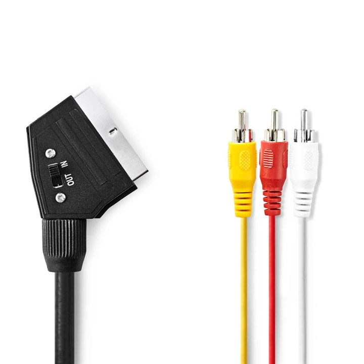 Nedis SCART-kabel | SCART Hane | 3x RCA Hane | Nickelplaterad | Bytbar | 480p | 2.00 m | Rund | PVC | Svart | Label i gruppen HEMELEKTRONIK / Kablar & Adaptrar / Scart hos TP E-commerce Nordic AB (C76719)