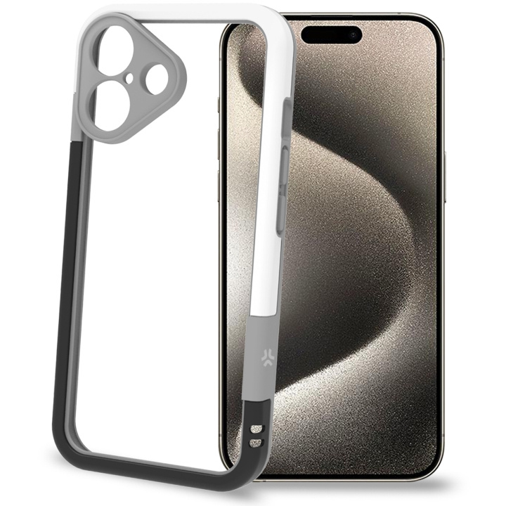 Celly Bumper iPhone 16 Svart/Vit i gruppen SMARTPHONE & SURFPLATTOR / Mobilskydd / Apple / iPhone 16 hos TP E-commerce Nordic AB (C76761)