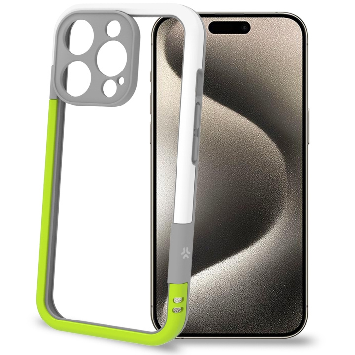 Celly Bumper iPhone 16 Pro Vit/Limegrön i gruppen SMARTPHONE & SURFPLATTOR / Mobilskydd / Apple / iPhone 16 hos TP E-commerce Nordic AB (C76764)