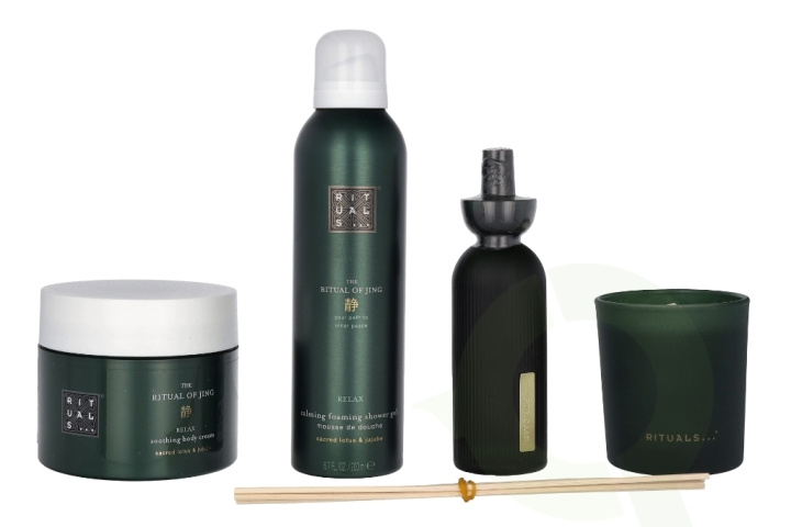 Rituals Jing Set 610 ml Foaming Shower Gel 200ml/Body Cream 200ml/Scented Candle 140gr/Fragrance Sticks 70ml i gruppen SKÖNHET & HÄLSA / Hudvård / Kroppsvård / Bad & Duschcreme hos TP E-commerce Nordic AB (C76891)