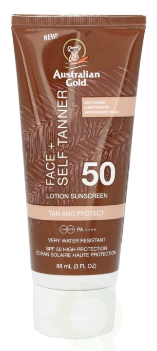 Australian Gold Face+ Self Tanner Sunscreen Lotion SPF50 88 ml i gruppen SKÖNHET & HÄLSA / Hudvård / Solskydd & Tanning / Solskydd hos TP E-commerce Nordic AB (C77039)