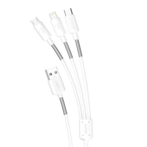 Dudao L8s uppgradering USB-A till Lightning/USB Micro/USB-C 3-i-1-kabel 1,2 m vit i gruppen DATORER & KRINGUTRUSTNING / Datorkablar / USB-kablar / USB-C hos TP E-commerce Nordic AB (C77130)