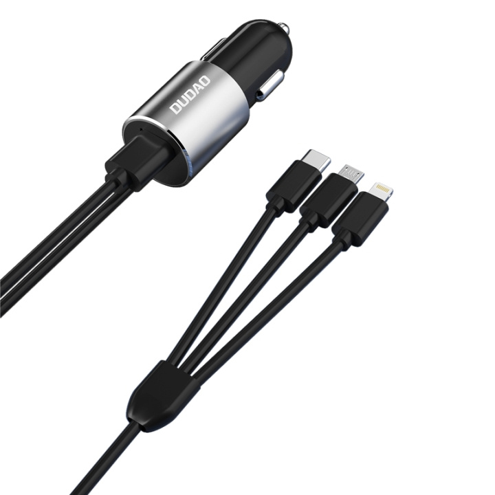 Dudao R5ProN biladapter 17Watt Lightning/USB-C/USB Micro 1m i gruppen SMARTPHONE & SURFPLATTOR / Laddare & Kablar / Billaddare / Billaddare Typ C hos TP E-commerce Nordic AB (C77138)