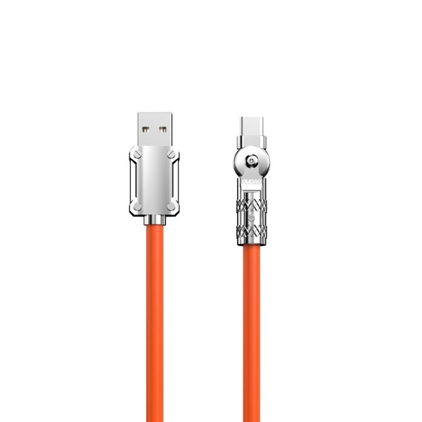 Dudao L24AC USB-A till vinklad USB-C-kabel 120W 1m 180° rotation orange i gruppen DATORER & KRINGUTRUSTNING / Datorkablar / USB-kablar / USB-C hos TP E-commerce Nordic AB (C77142)