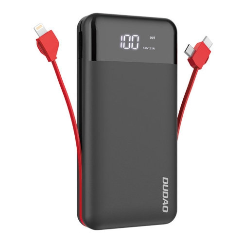 Dudao K1Pro powerbank 20000mAh 15Watt 4xcables svart i gruppen SMARTPHONE & SURFPLATTOR / Laddare & Kablar / Powerbanks hos TP E-commerce Nordic AB (C77171)