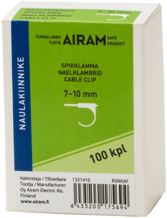 Airam spikfäste, 7-10 mm, 100 st i gruppen HEMELEKTRONIK / Kablar & Adaptrar / Kabelhantering hos TP E-commerce Nordic AB (C77262)