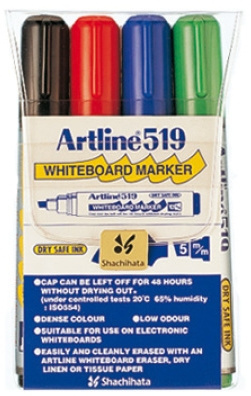 Artline whiteboardpenna, snedställd spets, 4 färger i gruppen HEM, HUSHÅLL & TRÄDGÅRD / Kontorsmaterial / Pennor hos TP E-commerce Nordic AB (C77295)