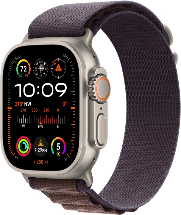 Apple Watch Ultra 2 (GPS + Cellular) 49 mm titanskal och indigo Alpine-armband, liten (MRER3) i gruppen SMARTPHONE & SURFPLATTOR / Träning, hem & fritid / Apple Watch & tillbehör / Apple Watch hos TP E-commerce Nordic AB (C77563)