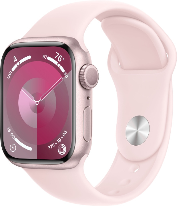 Apple Watch Series 9 (GPS) 41 mm rosa aluminiumboett och rosa sportarmband, M/L (MR943) i gruppen SMARTPHONE & SURFPLATTOR / Träning, hem & fritid / Apple Watch & tillbehör / Apple Watch hos TP E-commerce Nordic AB (C77585)