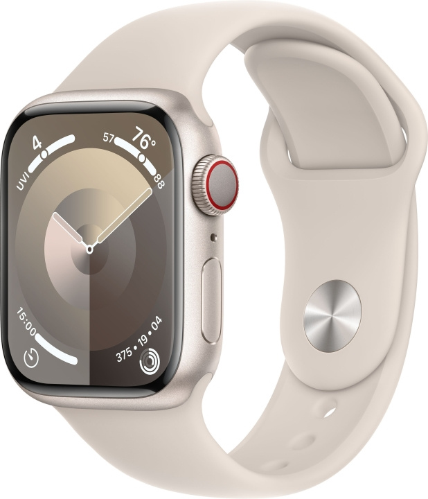 Apple Watch Series 9 (GPS + Cellular) 41 mm stjärnvit aluminiumboett och stjärnvitt sportarmband, S/M (MRHN3) i gruppen SMARTPHONE & SURFPLATTOR / Träning, hem & fritid / Apple Watch & tillbehör / Apple Watch hos TP E-commerce Nordic AB (C77599)