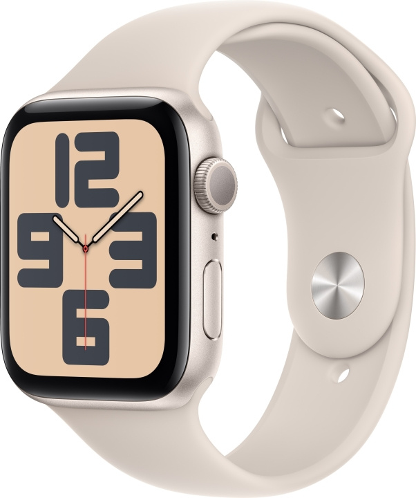 Apple Watch SE (GPS) 44 mm stjärnvit aluminiumboett och stjärnvitt sportarmband, S/M (MRE43) i gruppen SMARTPHONE & SURFPLATTOR / Träning, hem & fritid / Apple Watch & tillbehör / Apple Watch hos TP E-commerce Nordic AB (C77614)