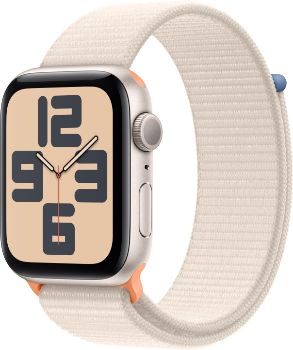 Apple Watch SE (GPS) 44 mm stjärnvit aluminiumboett och stjärnvitt Sport Loop-armband (MRE63) i gruppen SMARTPHONE & SURFPLATTOR / Träning, hem & fritid / Apple Watch & tillbehör / Apple Watch hos TP E-commerce Nordic AB (C77618)