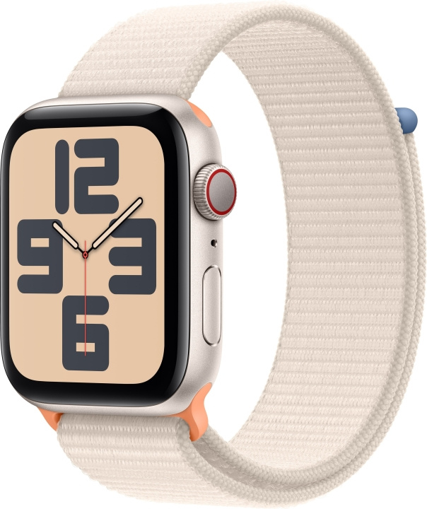 Apple Watch SE (GPS + Cellular) 44 mm stjärnvit aluminiumboett och stjärnvitt Sport Loop-armband (MRH23) i gruppen SMARTPHONE & SURFPLATTOR / Träning, hem & fritid / Apple Watch & tillbehör / Apple Watch hos TP E-commerce Nordic AB (C77643)