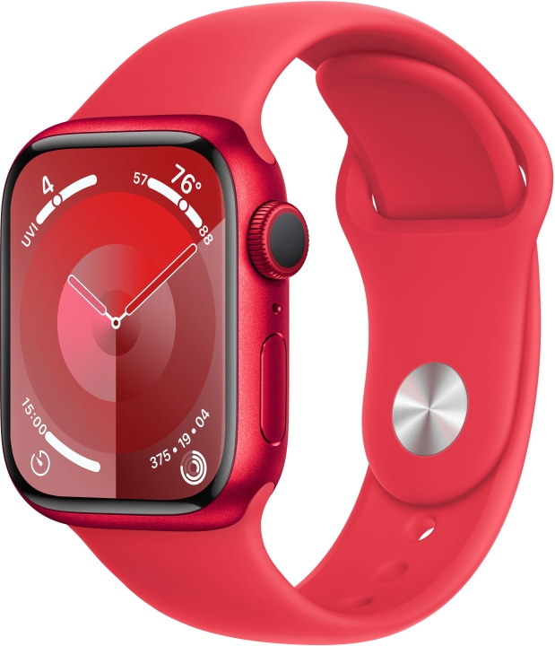 Apple Watch Series 9 (GPS) 41 mm röd (PRODUCT)RED aluminiumboett och rött (PRODUCT)RED sportarmband, S/M (MRXG3) i gruppen SMARTPHONE & SURFPLATTOR / Träning, hem & fritid / Apple Watch & tillbehör / Apple Watch hos TP E-commerce Nordic AB (C77666)