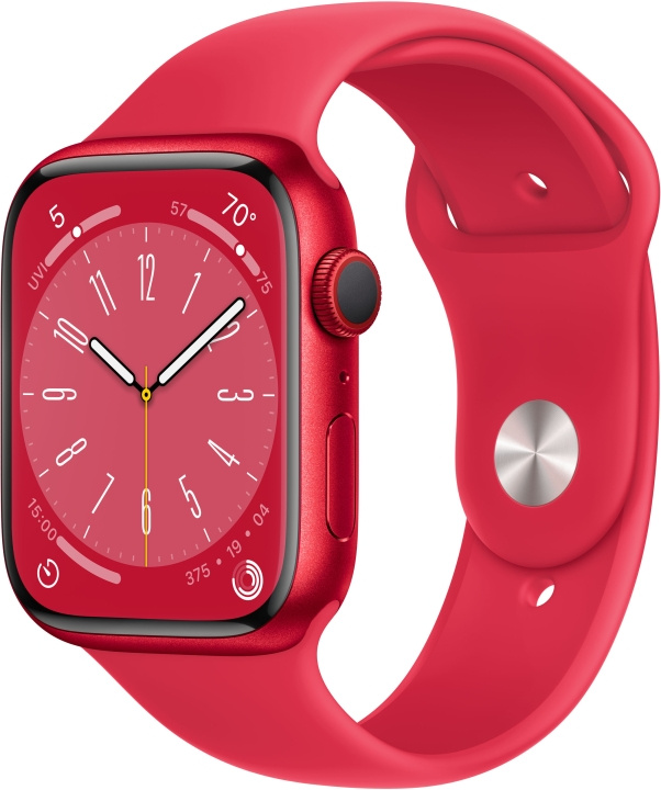 Apple Watch Series 8 (GPS + Cellular) 45 mm röd (PRODUCT)RED aluminiumboett och rött (PRODUCT)RED sportarmband (MNKA3) i gruppen SMARTPHONE & SURFPLATTOR / Träning, hem & fritid / Apple Watch & tillbehör / Apple Watch hos TP E-commerce Nordic AB (C77891)