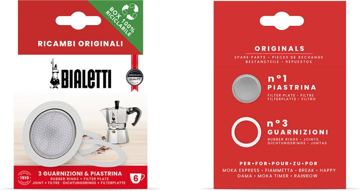 Bialetti reservdelssats, Moka Express 6 koppar i gruppen HEM, HUSHÅLL & TRÄDGÅRD / Hushållsmaskiner / Kaffemaskiner & Tillbehör / Filter & Tillbehör hos TP E-commerce Nordic AB (C78054)