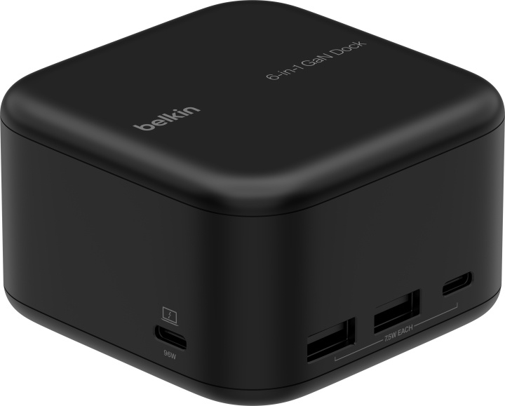 Belkin USB-C 6-i-1 Core GaN-batteri, 130 W i gruppen DATORER & KRINGUTRUSTNING / Bärbara datorer & tillbehör / Dockningsstation hos TP E-commerce Nordic AB (C78495)