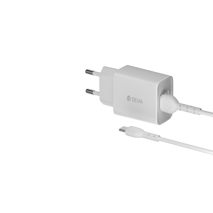 Devia väggladdare Smart 2x USB 2,4A vit + USB-C-kabel i gruppen SMARTPHONE & SURFPLATTOR / Laddare & Kablar / Väggladdare / Väggladdare USB hos TP E-commerce Nordic AB (C78648)