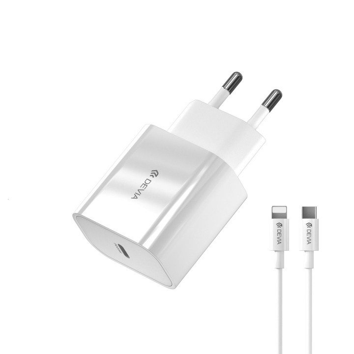 Devia väggladdare Smart PD 20W 1x USB-C vit + Lightning - USB-C-kabel V2 i gruppen SMARTPHONE & SURFPLATTOR / Laddare & Kablar / Väggladdare / Väggladdare Typ C hos TP E-commerce Nordic AB (C78649)