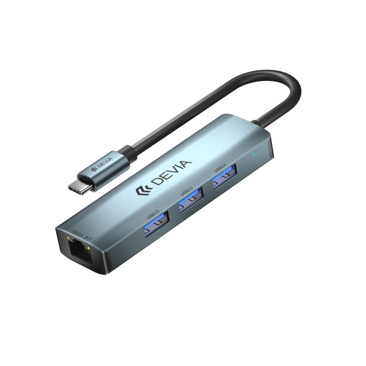 Devia adapter HUB 4in1 EC621 USB-C 3.1 till 3x USB 3.0 + RJ45 djupgrå i gruppen DATORER & KRINGUTRUSTNING / Datortillbehör / USB-hubbar hos TP E-commerce Nordic AB (C78658)