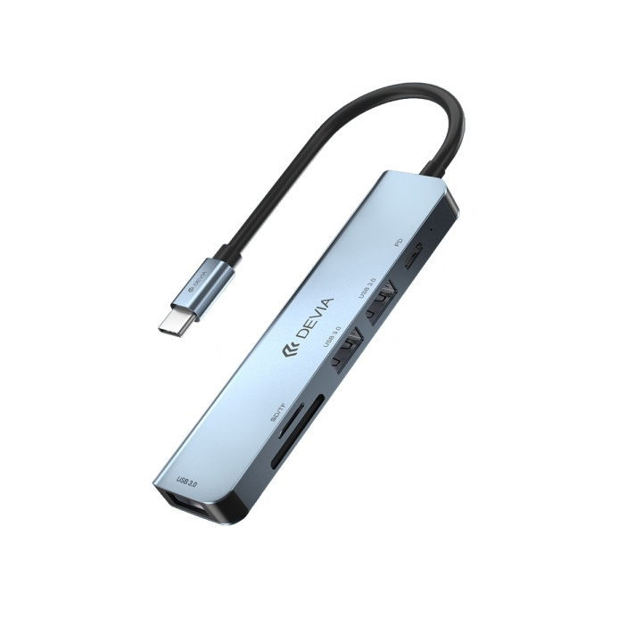 Devia adapter HUB 5in1 EC135 USB-C 3.1 till 3x USB 3.0 + SD/TF + PD djupgrå i gruppen DATORER & KRINGUTRUSTNING / Datortillbehör / USB-hubbar hos TP E-commerce Nordic AB (C78659)