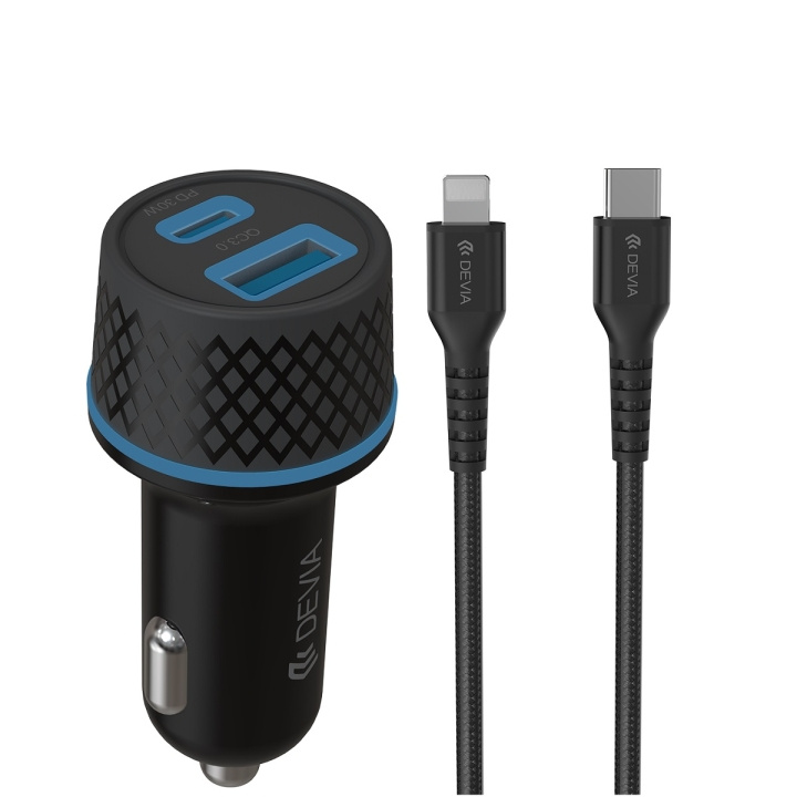 Devia billaddare Extreme PD QC 1x USB-C 1x USB 52,5W svart + USB-C - Lightning-kabel i gruppen SMARTPHONE & SURFPLATTOR / Laddare & Kablar / Billaddare / Billaddare Typ C hos TP E-commerce Nordic AB (C78663)