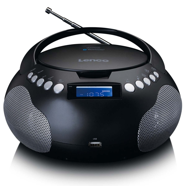 Lenco Bärbar radio CD/MP3 med USB och Bluetooth Svart i gruppen HEMELEKTRONIK / Ljud & Bild / Hemmabio, HiFi & Bärbart / Radio & Väckarklockor / Radio hos TP E-commerce Nordic AB (C78728)