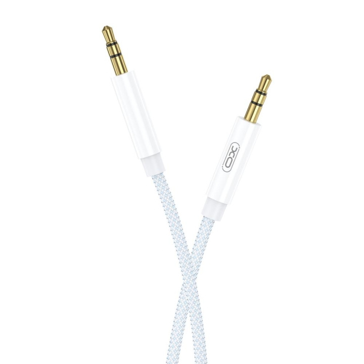 XO ljudkabel NB-R211C jack 3,5mm - jack 3,5mm 1,0 m vit-blå i gruppen HEMELEKTRONIK / Kablar & Adaptrar / RCA-kablar & adaptrar hos TP E-commerce Nordic AB (C79193)