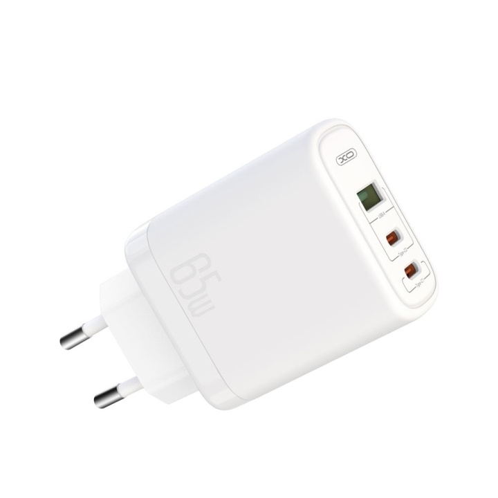 XO väggladdare CE04 PD 65W 2x USB-C 1x USB vit i gruppen SMARTPHONE & SURFPLATTOR / Laddare & Kablar / Väggladdare / Väggladdare USB hos TP E-commerce Nordic AB (C79196)