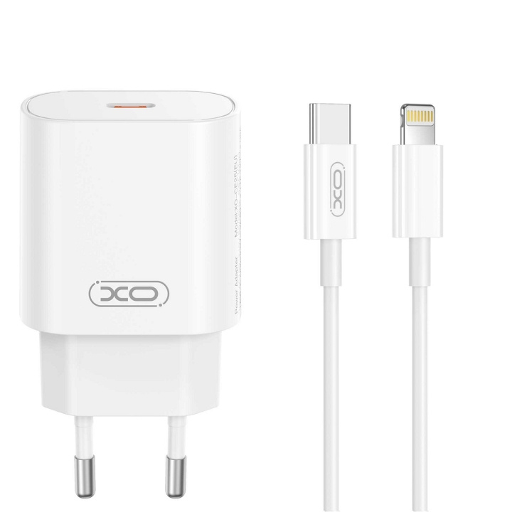 XO väggladdare CE25 PD 25W 1x USB-C vit + kabel USB-C - Lightning i gruppen SMARTPHONE & SURFPLATTOR / Laddare & Kablar / Väggladdare / Väggladdare Lightning hos TP E-commerce Nordic AB (C79319)