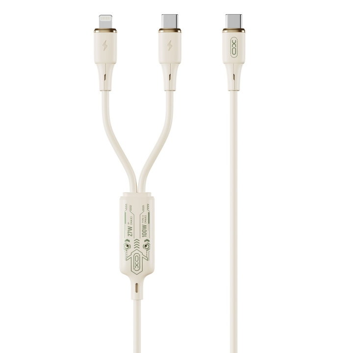 XO kabel NB-Q262 2in1 PD USB-C - Lightning + USB-C 1,2m beige 60W i gruppen DATORER & KRINGUTRUSTNING / Datorkablar / USB-kablar / USB-C hos TP E-commerce Nordic AB (C79320)