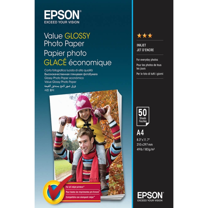 Epson A4 Value Glossy Photo Paper A4 - 50 Ark i gruppen HEMELEKTRONIK / Foto & Video / Fotoutrustning / Övrigt hos TP E-commerce Nordic AB (C79458)