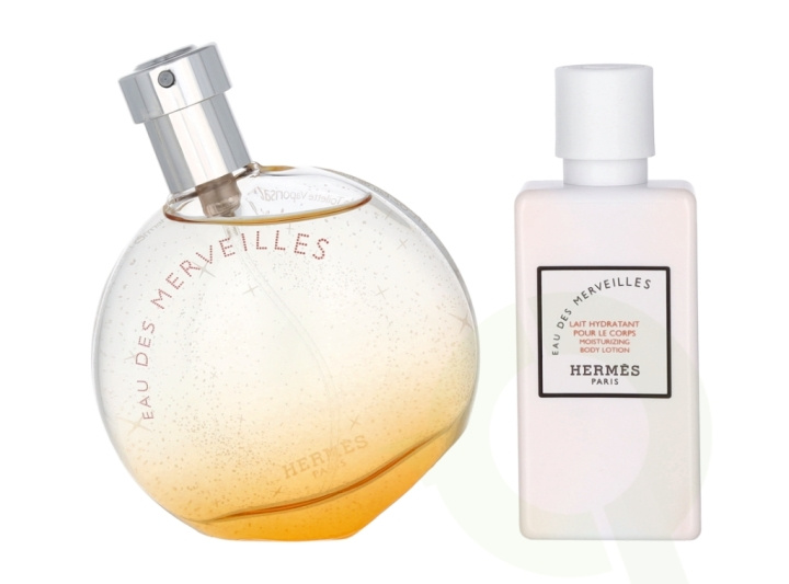 Hermes Eau Des Merveilles Giftset 90 ml Edt Spray 50ml/Body Milk 40ml i gruppen SKÖNHET & HÄLSA / Presentkit / Presentkit För Henne hos TP E-commerce Nordic AB (C79690)