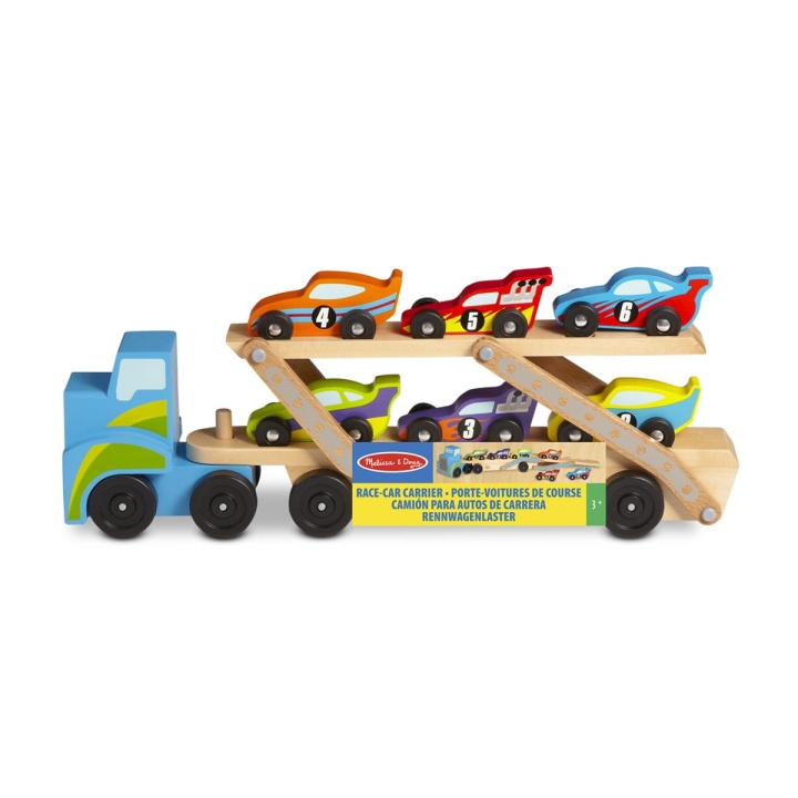 Melissa & Doug Träbilarna Race-Car Carrier i gruppen LEKSAKER, BARN- & BABYPRODUKTER / Leksaker / Leksaksbilar & andra fordon hos TP E-commerce Nordic AB (C79786)