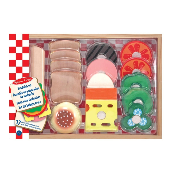 Melissa & Doug Food Play Sandwich-set i trä i gruppen LEKSAKER, BARN- & BABYPRODUKTER / Leksaker / Lilla hemmet & Rollek hos TP E-commerce Nordic AB (C79803)