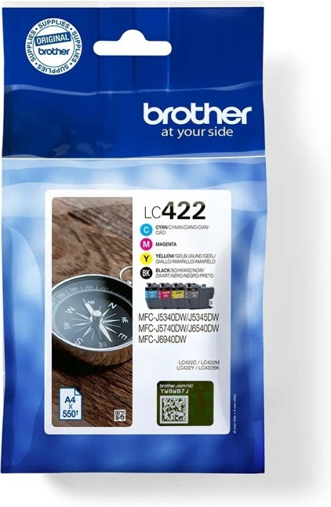 Brother LC422VALDR bläckpatronpaket, 4 färger i gruppen DATORER & KRINGUTRUSTNING / Skrivare & Tillbehör / Bläck & Toner / Bläckpatroner / Brother hos TP E-commerce Nordic AB (C80317)